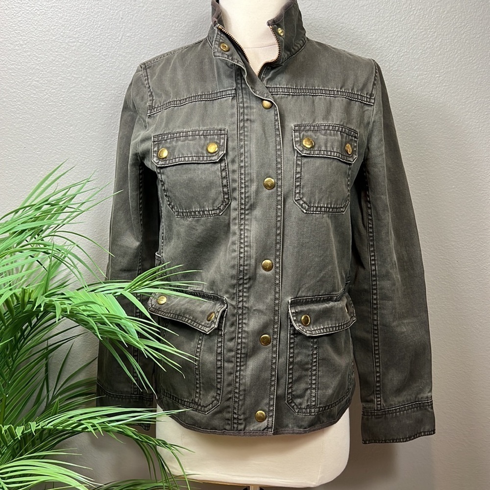 J. Crew Relaxed Boyfriend Jacket XS Dark Green Utility Field Coat 100% Cotton